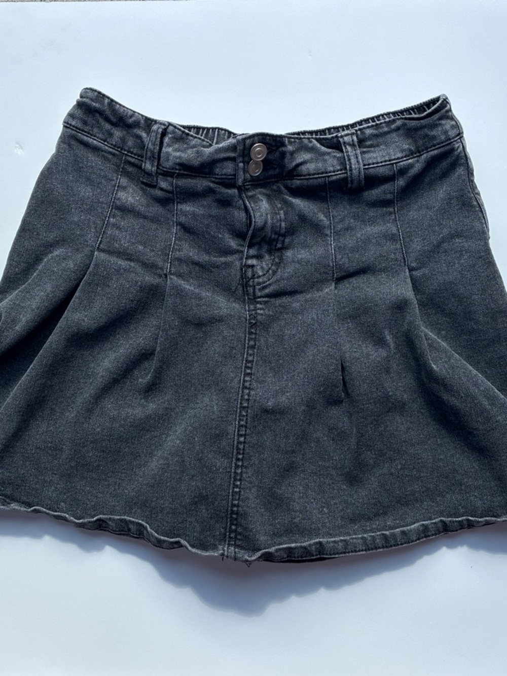 wonder nation Black Denim-Style Skort with Front Double Button